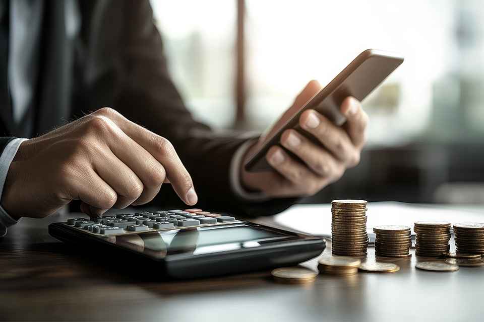 Mann mit Taschenrechner