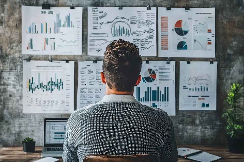 Mann prüft Finanzdaten