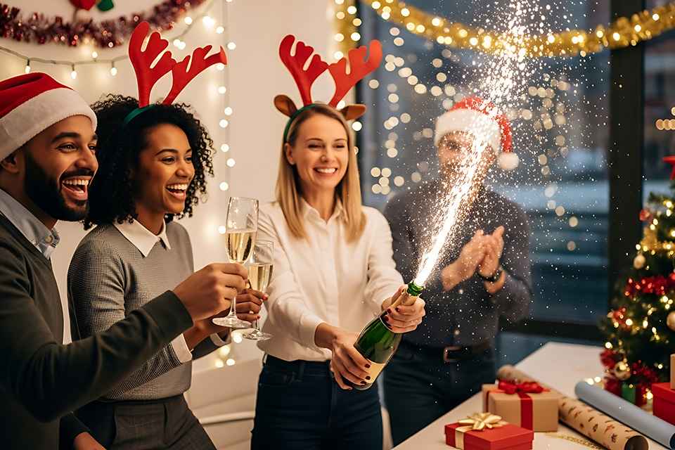 Personen bei Weihnachtsfeier